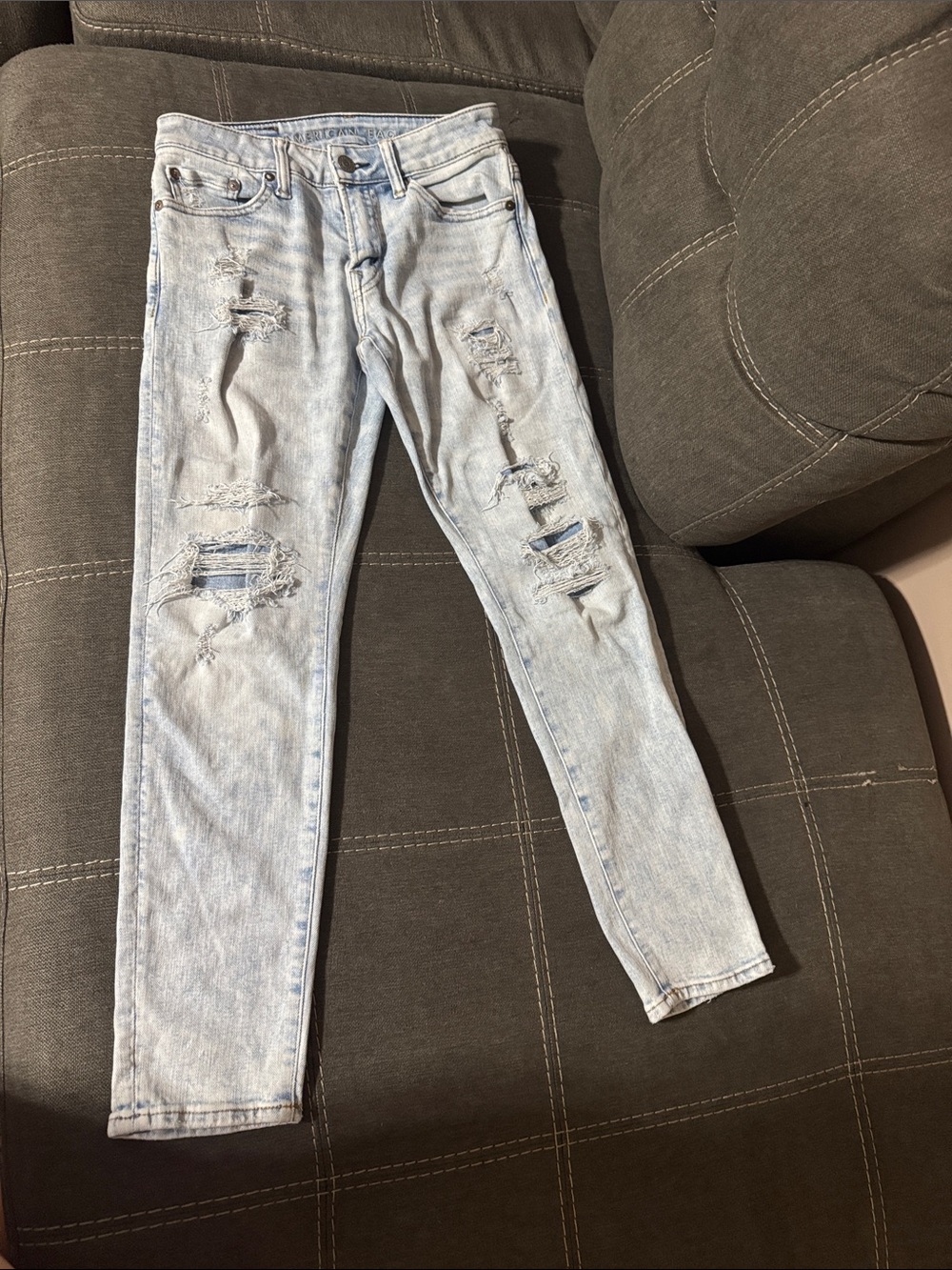 American Eagle Outfitters Light Blue Ripped Skinny Jeans